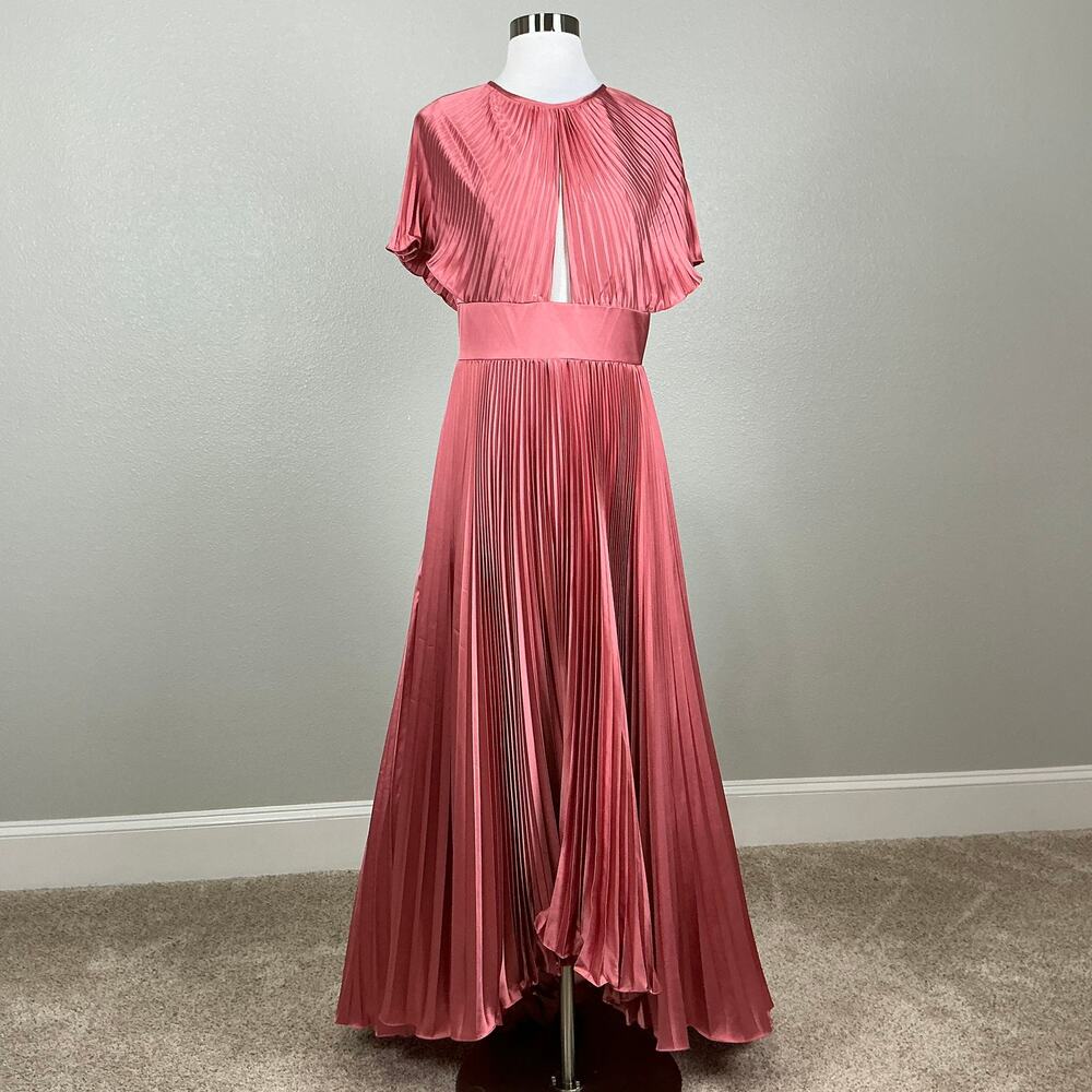 Mac Duggal 11637 Pleated Satin A-Line Evening Gown Dusty Rose Pink Size 8 Dress - Picture 2 of 12